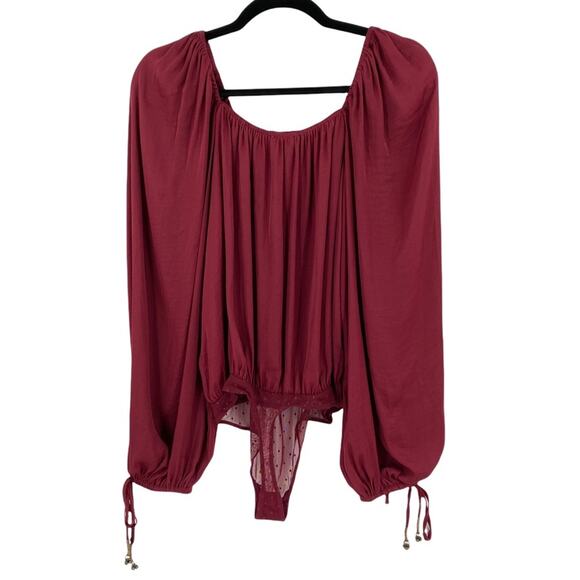 NEW Free People Another Round Bodysuit in Pomegranate Wine - Picture 5 of 14